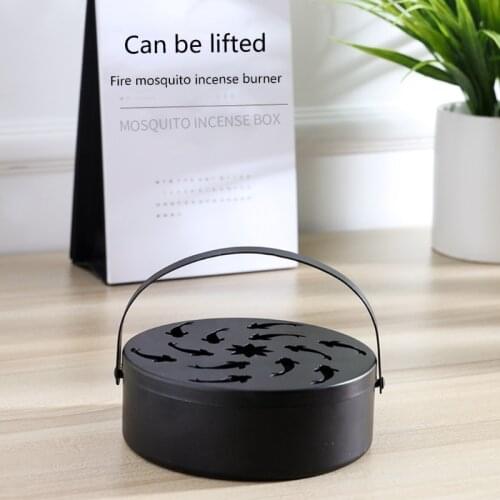 E8BD Retro Wrought Iron Hollow Mosquitoes Coil Holder Portable Incense Burner Holder Sandalwood Mosquitoes Repellent Burning