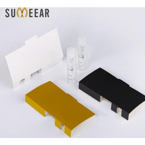 Print LOGO 100pcs/Lot 3ml Scale Spray Bottle Refillable Perfume Bottle with Paper Card Package For gift Sample Perfume Bottle