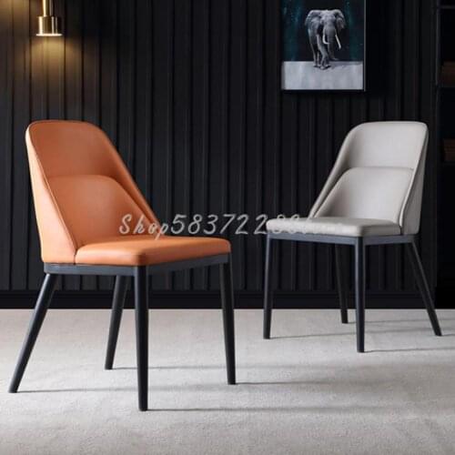 Italian Minimalist Dining Chair Modern Simple Back Chair Home Nordic Iron Makeup Chair Restaurant Leather Stool