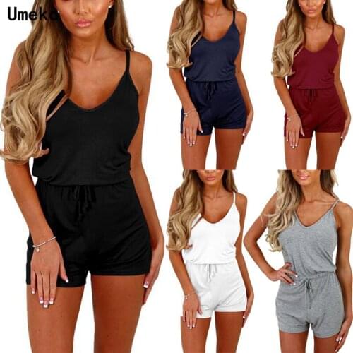 Umeko Fashion Summer Streetwear Casual Solid Playsuits Jumpsuit Bodysuit Women Overalls Rompers Womens Jumpsuit S-3XL Plus Size