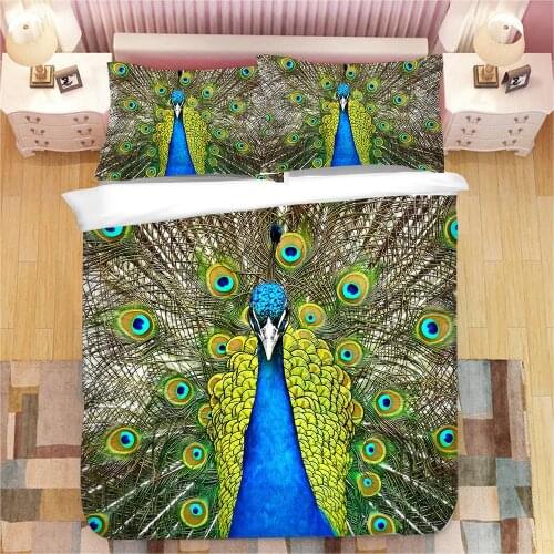 3D Animal Peacock Tiger Print Bedding Set Duvet Covers Pillowcases NEW Comforter Bedding Sets Bedclothes Bed Linen 07