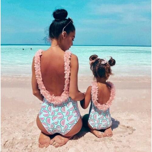 New Summer Swimsuit Toddler Infant Baby Girls Floral Watermelon Swimsuit Swimwear Swimming Backless Floral Bikini 6M-4T
