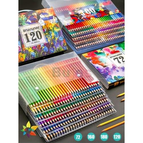 Brutfuner 72/100/180 color color pencil oil / water soluble color lead erasable painting set professional brush hand painting