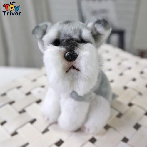 Cute Mini Schnauzer Dog Plush Toy Triver Stuffed Animals Doll Puppy Kids Children Adults Boys Birthday Gift Home Decor Crafts