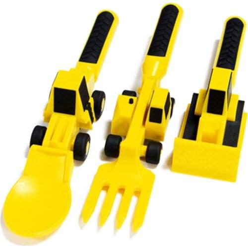 Eco Friendly Creatively Kids Dining Tool Set PP Spoon Fork Knife Car Cutlery Set Dinneractive for Children Gifts Baby Shower