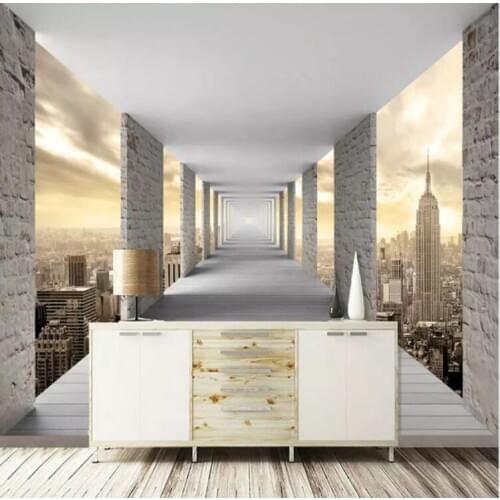 Custom Photo Wall Painting Modern 3D Stereoscopic Space Geometry Building City Decorative Wall Mural Wallpaper Study Living Room