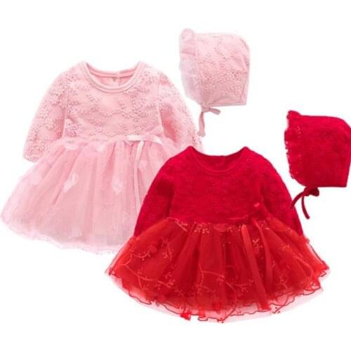 2020 New Baby Newborn Clothes Girls Spring Autumn Princess Lace Childrens Dress Elegant Full Moon Infant Cotton Clothing 0-12M