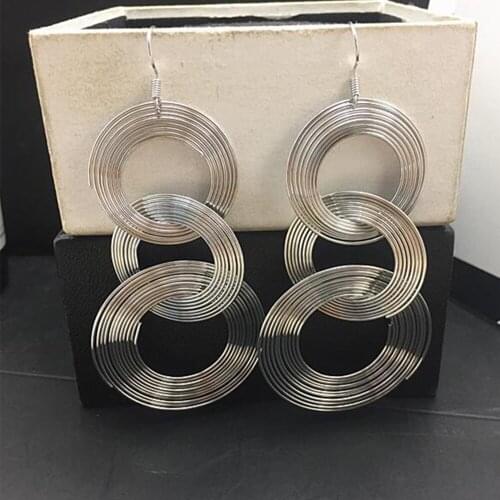 New earrings 2020 hoop for women /girl gold earrings circle ring metallic hip hop jewelry long crystal drop earring