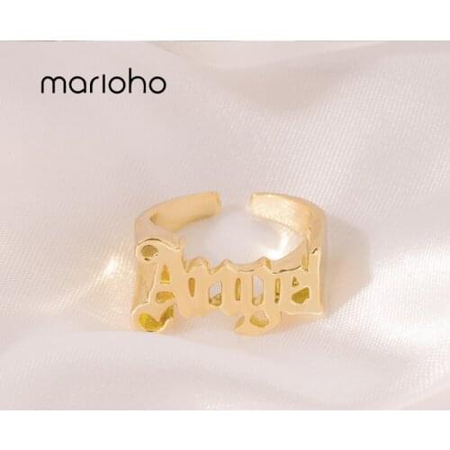 Marioho New Old English Font Ladies Angel Ring Female Alloy Ring Golden Ring Female Ring Fashion Jewelry 2020