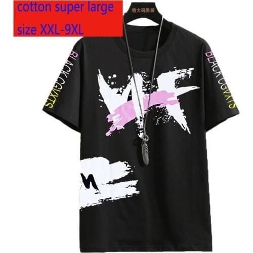 New Arrival High Quality Super Large Men Short Sleeve Casual Loose Thin O-neck Print Knitted T Shirt Plsu Size 2XL3XL4XL5XL-8XL