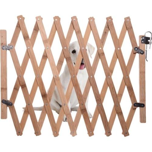 New Wood Folding Pet Dog Barrier Wooden Safety Gate Expanding Swing Puppy Fence Door Simple Stretchable Wooden Fence