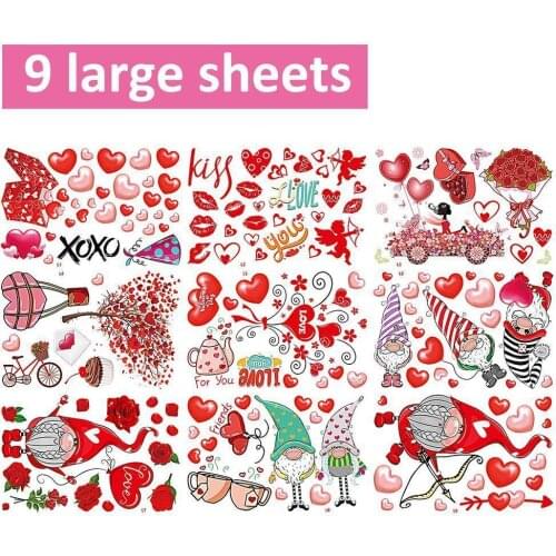 Window Film Stained Glass Vinyl Static Sticker PVC Window Clings Decor Fridge Decals Wedding Valentines Day Decor Wall Sticker