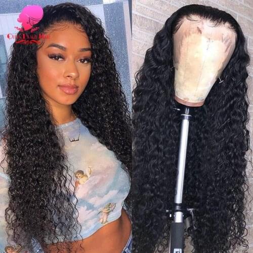 13x4 360 Frontal Lace Wigs Brazilian Jerry Curly Long 4x4 Lace Closure Wig Preplucked Lace Front Human Hair Wigs with Baby Hair
