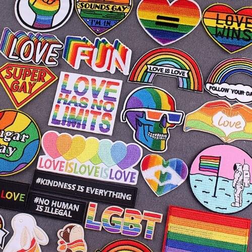 Embroidered Patch LGBT Patch Pride Gay Patches For Clothing Rainbow Badges Patch Iron on Patches On Clothes Stripes Accessories