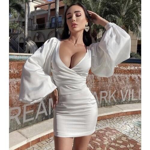 New Ladies Women Winter Sexy Off Shoulder Long Sleeve White Lady Dress 2021 Designer Fashion Evening Party Dress Vestido