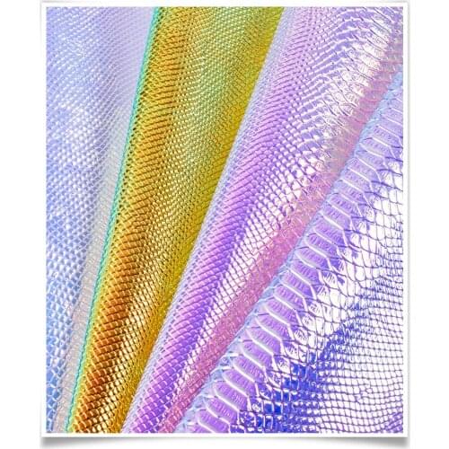 Pvc Symphony high-grade box laser colorful snake pattern packagefabric garment leather artificial leather DIY 1M
