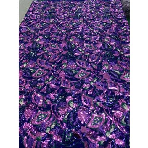 Sequined African French Mesh Net Lace Fabric For Evening Party Dress Fabrics 2020 New Arrival Nigeria XZ2809B-1