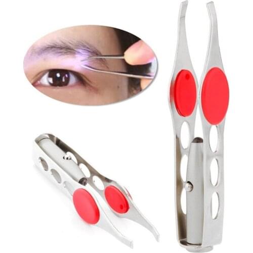 Eyelash Eyebrow Hair Removal Tweezers Eyebrow Tweezers Lightweight 1PCS Stainless Steel Handy LED Light