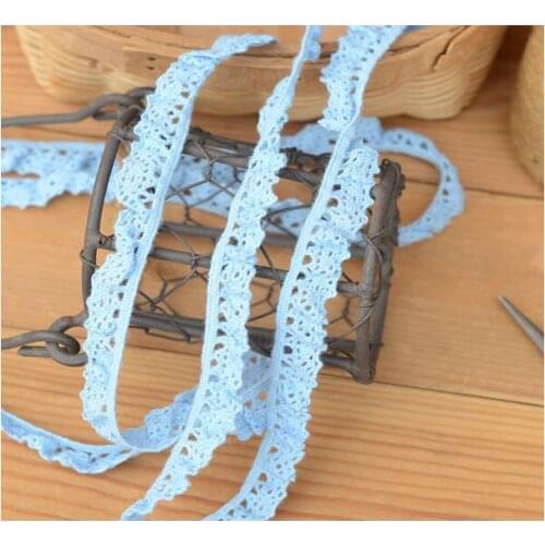 Blue stretch cotton lace 1.3 cm wide