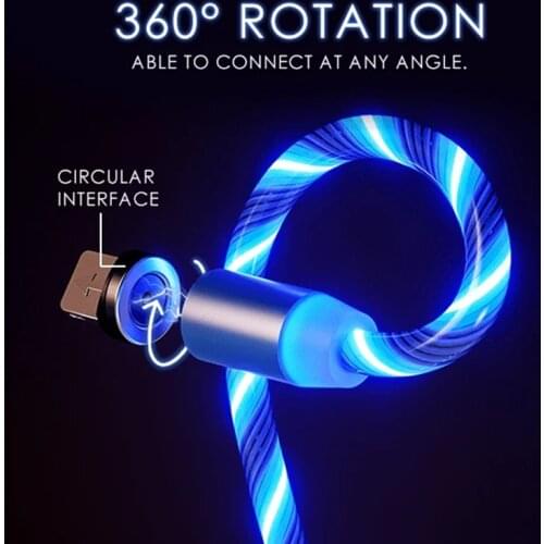 Glowing LED Magnetic 3 in 1 USB Charging Cable Fast Charge Data Cable Compatible with All Phones SEC88