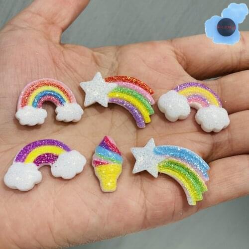 New Arrival 1pcs Rainbow Children Shoes Accessories Resin Shoe Decorations Fit Bracelet Croc Jibz Charm Kids X-mas Presents