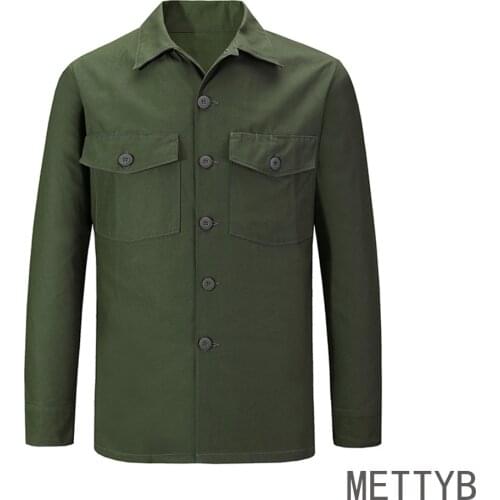 Outdoor TCU Shirt OG Men Spring And Fall Workout Shirt American Retro WW2 Vienam War Army Green Casual Clothes