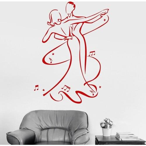 Waltz Dance Wall Decal Couple Romantic Ballroom Bedroom Interior Decor Vinyl Window Stickers Dancer Studio Elegant Mural M224