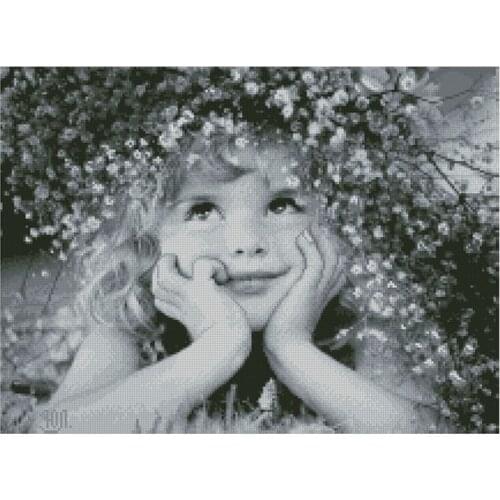 Top Quality beautiful lovely counted cross stitch kit cute girl daughter babys breath flower