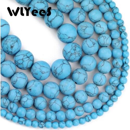 WLYeeS Natural Matte Blue Calaite beads Stone Round ball Loose beads 4/6/8/10/12MM for women fashion Jewelry bracelet making DIY
