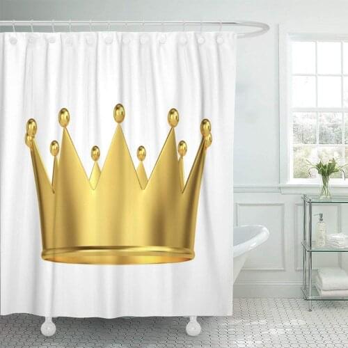 Yellow Gold Golden Crown White 3D Rendering Authority Award Shower Curtain Waterproof Polyester Fabric 60 x 72 Inches Set