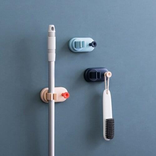 1PC Self-adhesive Wall-mounted Mop Clip and Broom Storage Hanging Clip Bathroom Strong Viscose Free Punch Storage Hanger Holder