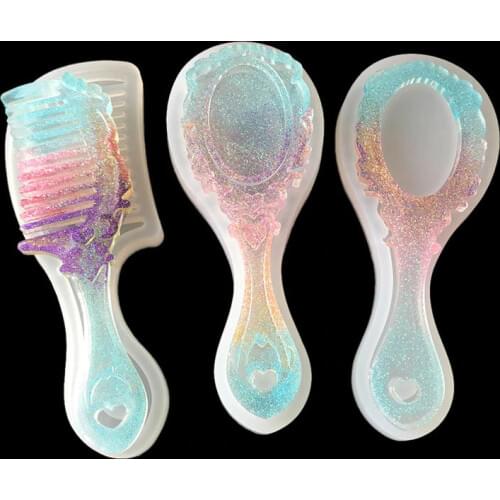 Retro Makeup Mirror And Comb Silicone Mold Epoxy Resin Jewelry Making Cosmetic Tools DIY Hand Craft H131