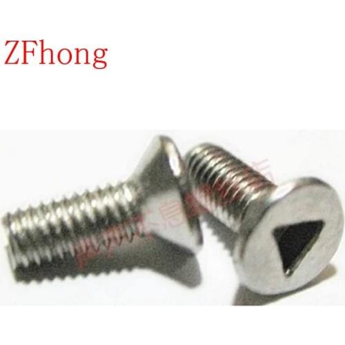 100pcs/lot M3/M4*6/8/10/12/16 Stainless Steel A2 Triangle drive Flat Head Anti-theft Screw, Flat Head triangle socket screw