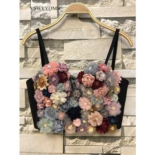 2020 New Fashion Floral Bra Top White Black Wedding Party Women Bra Stage Dance Performance Bralet Top D-003