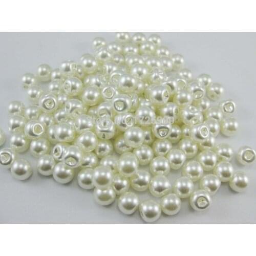 300 pcs side hole Ivory White plastic Imitation Pearl Button Bulk 6mm Round loose Buttons Scrapbooking Products Accessories