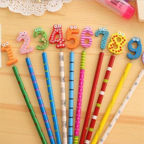 40PCS/lot Kawaii Number Design Wooden Pencils Office and Study Pencils Nice Gift Prize Stationery Pencils Kids Gifts Wholesale