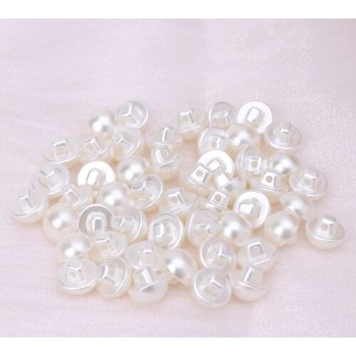 50Pcs Faux Pearl Buttons Fit Sewing Scrapbook Backhole Sewing Crafts 10/11.5mm Suitable for Baby Wedding Bridal Clothes Buttons