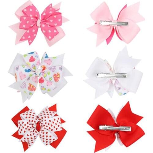 50 pcs/lot,9 cm Valentine Hair Bows For Girls Kids Cute Glitter Love Heart Bow knot Hairgrips Valentine Gift Hair Accessories