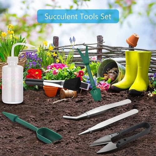 7pcs Plastic Succulent Transplanting Tool Bonsai Seedling Drilling Garden Planter Kit Mini Succulents Gardening Tools