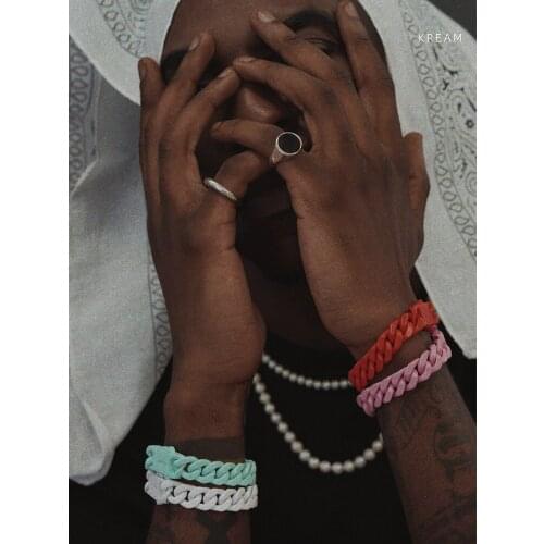 Rapper Hip Hop Punk Colorful Paint Cuban Chain Rainbow Bracelets For Men Women Men Girls Fashion Jewelry Gift