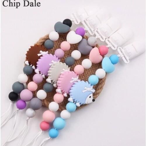 Chip Dale Cute Hedgehog Silicone Beads Chain Baby Pacifier Clip Chains Boy Girl Dummy Feeding Clip Soother Chain Baby Gift