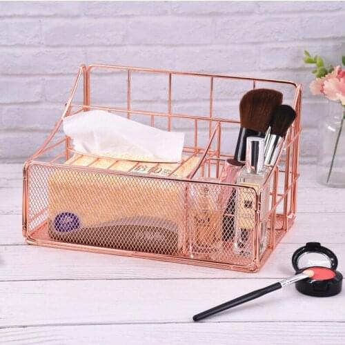Wrought Iron Pen Pencil Holder , Office Desk Storage , File Organizer with Paper Holder , Makeup Brush Lipstick Storage