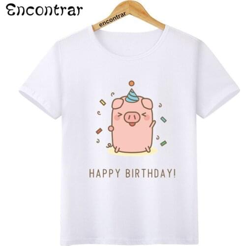 Kids Happy Birthday Girl Design T Shirt Boys/Girls Casual Cute Short Sleeve Tops Childrens Funny T-Shirt,HKP3074