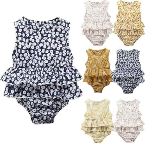 Baby Clothes Summer Newborn Infant Baby Girl Floral Clothes Sleeveless Romper Dress Outfit