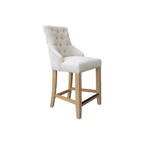 Manufacturers direct European creative design simple wind nail button solid wood frame bar cloth art high bar chair
