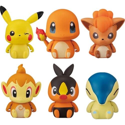 Bandai Genuine Gacha Pokemon Anime Figures Small Model Collection Dolls 2 Piakchu Charmander Vulpix Chimchar Action Figure Toys
