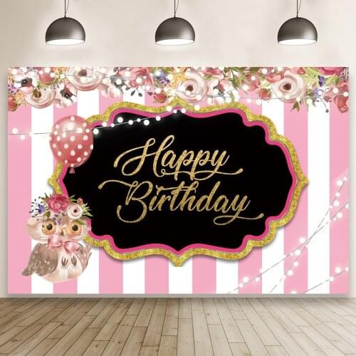 Flowers with Owl Birthday Backdrop Kids Party Background Photocall Prop Table Banner Decoration Baby Shower Photo Wallpaper