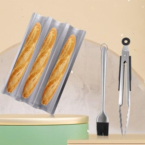 Carbon Steel 3 Groove Wave French Bread Baking Tray For Baguette Bake Mold Pan DIY Bread Mold Baking Kitchen Pastry Tool