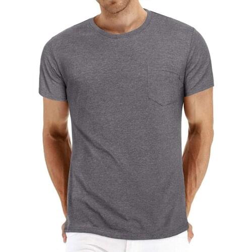 Summer Mens Simple Thin Slim Short T-shirt Solid Color Short Sleeve Sports Top Multi-color Tee US SIZE