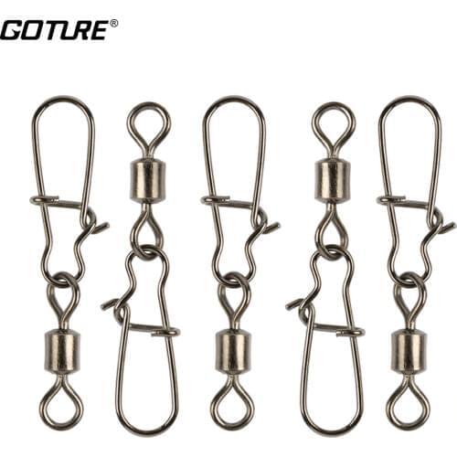Goture 200pcs/lot Rolling Swivel With Nice Snap 14 12 8 6 4 3 2 Fishing Swivels Accessories Hook Lure Connector